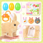 CatchCute Plush Bunny Easter Toys for Kids,Interactive Bunny with Sounds,Can Walk,Wag Tail and Twitch Nose with Remote Control Leash,Easter Eggs with Pull Back Cars,Easter Birthday Gift for Toddlers