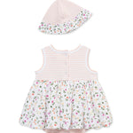 Little Me Clothes for Baby Girls' Floral Popover and Hat, Peach Pearl/White, 3 Months