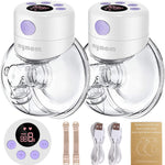 Double Wearable Breast Pump,Electric Hands Free Breast Pumps with 2 Modes,9 Levels,LCD Display,Memory Function Rechargeable Double Milk Extractor with Massage and Pumping Mode-24mm Flange