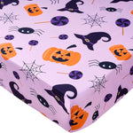 Halloween Baby Crib Sheets for Boys Girls 52 x 28 Inches Pumpkin Fitted Crib Sheet for Standard Crib and Toddler Mattress,Baby Sheet Newborn Bedding Nursery Mattress Cover,Purple