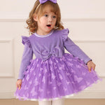 Baby Girl Clothes 6 9 12 Months Girl Winter Clothes Cute Birthday Tutu Fairy Dress Long Sleeve Purple Butterfly Holiday Party Dress Fall Baby Outfit