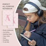 VONTP Coquette Preppy Pink Bow Spiral Notebook, Initial A Journal Personalized Teen Girl Gifts, Trendy Personalized Gifts for Women Teen Girl, Funky Girly Style Hardcover Spiral Notebook 5.5x8.3
