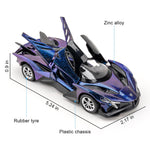 Guarsiliymi 1:36 Collectible Project EVO Model Cars, Die-cast Toy Cars with Light and Sound, Alloy Pull Back Car for Kids Adults Birthday Gift (Purple)
