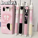 MOZXIRZ 4 Pcs Cute Retractable Pens Bowknot Gel Pens Soft Grip Black Ink Pens 0.5mm Fine Point Smooth Writing Pens Office School Supplies Women Pens (Pink)