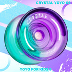 MAGICYOYO K2 Crystal Responsive Yoyo for Kids Beginners with Extra Unresponsive Yo Yo Bearing, Professional Plastic Trick Yo Yo for Adults+12 Stings+Bearing Removal Tool+Storage Bag(Green Purple)