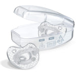 Chicco PhysioForma Luxe Orthodontic Pacifier for Babies 16-24 Months, One-Piece 100% Soft Silicone, Supports Breathing, Textured Shield & Handle, Included Sterilizing Case, BPA Free, 2-Pack, Crystal