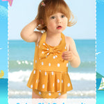 0-3 Months Baby Girl Swimsuit One Piece Bathing Suit Baby Girl Yellow Swimwear Summer Polka Dot Bikini Set Newborn Baby Girl Halter Bathing Suit