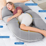 INSEN Pregnancy Pillows, Detachable Body Pillow for Sleeping, Nurse & Relax, Multi-Use Pregnancy Pillows for Pregnant Women, Cooling Tencel-Grey