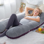 Meiz Pregnancy Pillow, Pregnancy Body Pillow, Pregnancy Pillows for Sleeping, Maternity Pillow for Pregnant Women with Velvet Cover, Grey & Purple