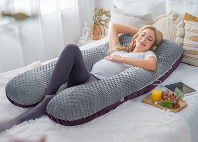 Meiz Pregnancy Pillow, Pregnancy Body Pillow, Pregnancy Pillows for Sleeping, Maternity Pillow for Pregnant Women with Velvet Cover, Grey & Purple