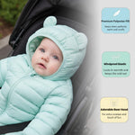 JUTHWYA Fall Winter Coats for Baby Boys Girls Kids Toddler Light Puffer Down Jacket with Hoods Infants Outerwear Mink Green 12-18 Months