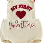 My First Easter Baby Girl Boy Outfit Newborn Letter Cross Romper Corduroy Sleeveless Overall Bodysuit 0-18 Months