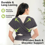 KeaBabies Baby Wrap Carrier - All in 1 Original Baby Carrier Newborn to Toddler Sling, Easy to Wear, Hands Free Bonding, Lightweight, Breathable Infant Wraps (Mystic Gray)