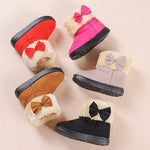 DADAWEN Baby's Girl's Toddler Fashion Cute Bowknot Fur Lining Princess Warm Snow Boots Brown US Size 6 M Toddler