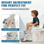 Potty Training Toilet Seat, Stable Potty Training Seat with Step Stool, 2 in 1 Toddler Toilet Seat with Steps for Kids Boys Girls, Toddler Potty Seat with Ladder, Splash Guard, Anti-Slip Pads (Gray)