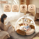 TFDER 6-in-1 Baby Gym Play Mat Plush, Tummy Time Mat with Removable Toys, Baby Activity Gym for Infant to Toddler Motor Skills and Sensory Development, Baby Essential Gift（Bear）