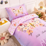 PERFEMET Pink Girls Toddler Bedding Set 4 Piece Floral Butterfly Printed Toddler Comforter Set with Sheets Soft Lightweight Tie Dye Kids Bed in A Bag for Teen Girls (Butterfly, Pink)