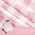 Muslin Car Seat Cover Baby, Breathable Infant Car Seat Cover with 2-Layers Window, Lightweight Car Seat Sun Shade Cover for Summer, Universal Carseat Canopy for Newborn Shower Gift (Pink)