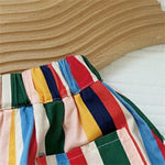 Kids Elastic Striped Harem Trousers Unisex Baby Boys Girls Casual Cotton Linen Loose Long Baggy Pants Toddler Clothes 6-12 Months 07 Multicolour