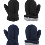 American Trends 2 Pairs Toddler Mittens Unisex Lined Fleece Gloves Winter Warm kids Mitten for Baby Boys and Girls, Black&navy, M(Fits 1-2 years)