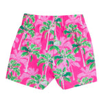 RUGGEDBUTTS Boys UPF50+ Sun Protection Fruits & Florals Swim Trunks - Neon Palm Paradise, 2T