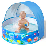 Baby Beach Tent, Pop-Up Above Ground Pool, Foldable Kiddie Pool with Sun Shelter Canopy for Ages 9-48 Months, Toddler Wading Pool, Portable Water Play Sum Toys for Outdoor Activity