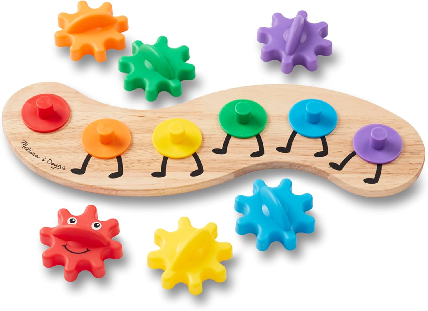 Melissa & Doug Rainbow Caterpillar Gear Toy With 6 Interchangeable Gears - For Toddlers And Babies