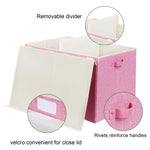 popoly 122L Large Toy Box Chest with Lid, Foldable Toy Storage Organizer Bin Boxes with Removable Divider for Kids, Boys, Girls, Nursery, Playroom, 26"x17" x17"(Linen Pink)