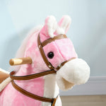 Qaba Rocking Horse with Sound, Ride on Horse with Saddle, Toddler Rocker, Gift for 3-8 Year Old, Pink