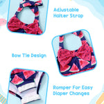 Infant Girl Swimsuit Baby Bathing Suit Set One Piece Swimwear Bow Tie Watermelon Bikini 3-6 Months Baby Girl Swimsuit with Hat