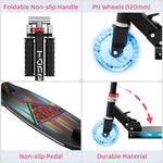 TONBUX Scooters for Kids 5-12, Kids Scooter with Cool Light Up Stem, Wheels, and Deck, 4 Level Adjustable Height Kick Scooter, Foldable and Lightweight Scooter for Kid 8-12, Black