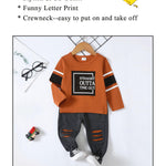 Kucnuzki Toddler Boy Clothes - 2T-3T Boys Long Sleeve Letter Print Shirts & Sweatshirts - Pants Set - Fall Winter Baby Boy Boutique Clothes