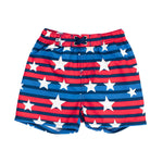 RUGGEDBUTTS Boys UPF50+ Sun Protection Striped Color Block Swim Trunks - All-American Stripe, 2T