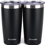 SUNWILL Travel Coffee Tumbler 20 oz, Insulated Mug with Lid, Stainless Steel Cup for Outdoor, Powder Coated Navy