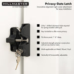 HILLMASTER Key Lockable 2 Sided Gate Latch Key,Self Locking Gate Latch Gate Fence Lock for Outdoor Gates,Locking Gate Door Lock Fence Latch Gate Hardware for Metal,Wood,Vinyl Fence,Black Finish