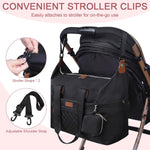 Pritent Diaper Bag Tote, Diaper Baby Bags with Pacifier Case, Shoulder Straps, Stroller Clips, Waterproof Large Mommy Maternity Travel Baby Tote for Mom and Dad, black