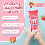 Fluoride-Free Baby Toothpaste for Ages 2-3 – Natural Fruit-Flavored Mild Formula – Pea-Sized Amount for Developing Teeth – 2.1 oz (60g) (1 Pack, Strawberry)