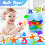 HYSZXUS Bath Toys - 27 PCS Suction Cup Toys Bathtub Toy Shower Toy for Kids Ages 4-8,Sensory Toys for 3 4 5 6 7 Year Old Boys Girls,Mold Free Bath Toy Travel Toy Easter Gifts