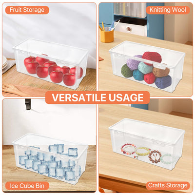 Milkary 2Pcs Refrigerator Organizers and Storage, Clear Storage Tower for Breastmilk Storage Bags, PP Freezer Organizer Bins with Lid for Bottles Yogurt Storage Bags Pantry Kitchen Storage Container