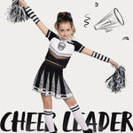 Spooktacular Creations Halloween Cheerleader Costume Girls, Bad Spirit Costume for Kids, Skull Scary Cheerleader Outfit with Accessories for Girls Halloween Parties Role Play, White Black, S