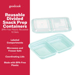 GoodCook Meal Prep Rectangle Snack Containers, 10 Pack, Light Blue, BPA-Free, Reusable 3-Compartment, Portable Snack Box, Microwave & Freezer Safe, with Lids for Portion Control