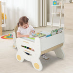 Costzon Toddler Table and Chair Set, Plastic Activity Desk w/Whiteboard, Watercolor Pens, Blackboard Eraser & Storage Shelf for Drawing Reading Dinning, Kids Table and Chair (Coffee)