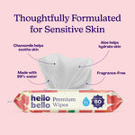 Hello Bello Premium Wipes, Designed for Sensitive Skin with Chamomile & Aloe Extracts, Rosy Posy (12 Resealable Packets = 720 Total Wipes)