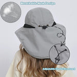 Outdoor Kids Sun Hat with Neck Flap UPF 50+ Qucik Dry Breathable Bucket Hats for Baby Boys Girls Safari Fishing Beach Hat Summer Adventure Light Grey Age 2-12 Years