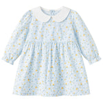 pureborn Baby Girls Woven Dress Long Sleeve Spring Fall Playwear Dresses Light Blue Florall 6-12 Months