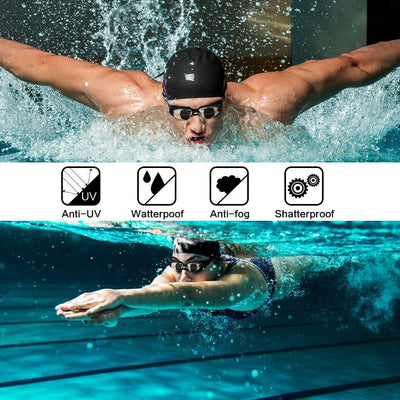 Hurdilen Swim Goggles Swimming Goggles No Leaking with Nose Clip, Earplugs, Swim Cap and Case for Men Women