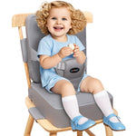 Toddler Booster Seat for Kitchen Chair, 2-in-1 Dining Table Booster Seat with Backrest & Adjustable Straps – Easy-Clean, PU Portable Toddler Eating Travel Increasing Cushion - Dark Grey