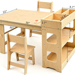WINGYZ Kids Art Table and Chairs - Toddler Activity Table and 2 Chair Set with Storage Cabinet, 5 in 1 Kids Desk Craft Table with Paper Roll for Drawing Playrooms Daycare Classroom Gifts