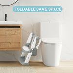 COOSEYA Potty Training Toilet with Step Stool Ladder, Toddler Kids Potty Training Seat for Boys Girls, Foldable Anti-Slip Toilet Toddler Seat Splash Guard Soft Cushion Safety Handles (Grey)