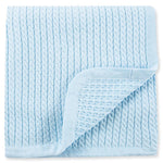 Little Me Baby Boys Blue Cable Knit Swaddling Receiving Blanket, 30 X 27 inches, 100% Cotton Baby Blankets